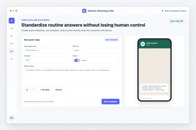 WhatsApp templates and auto reply