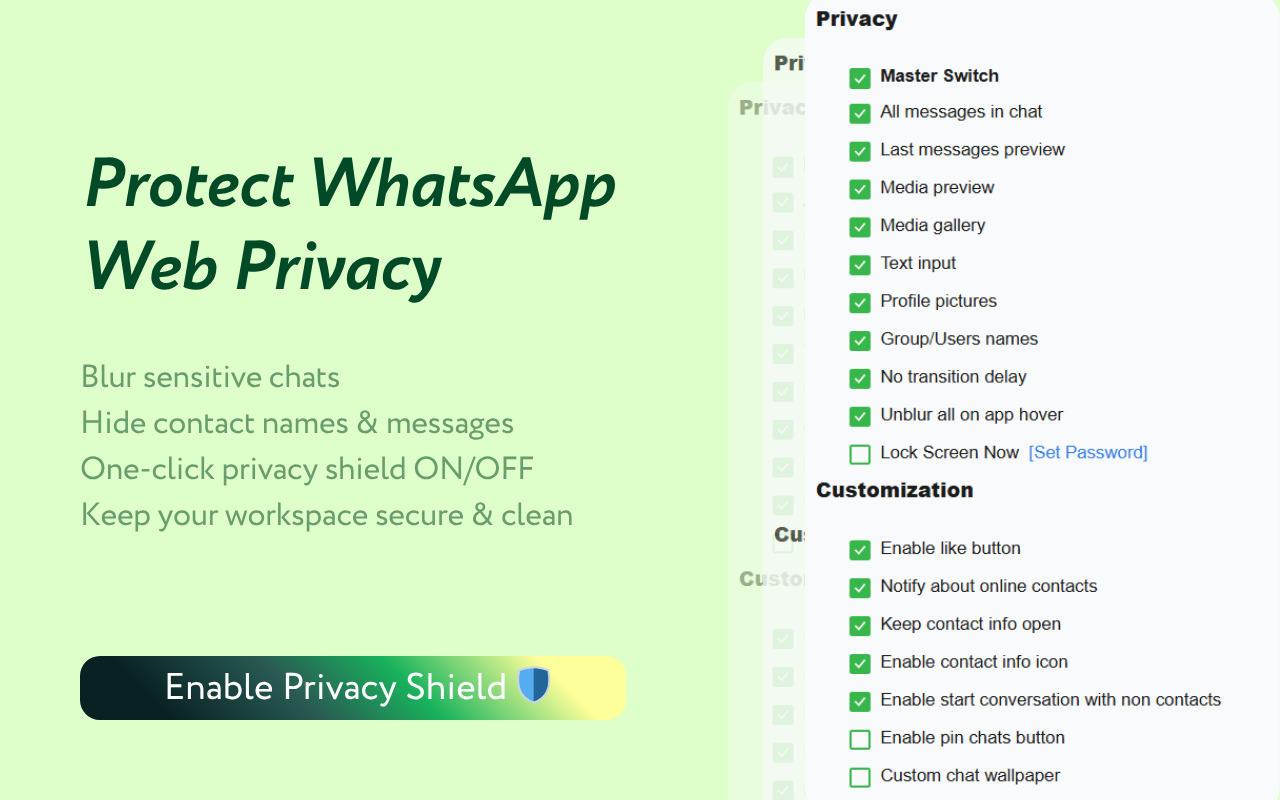Privacy Extension for WhatsApp